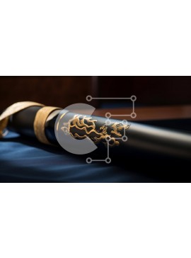 Intra Συλλεκτικό Ξύλινο Παζλ Plywood  4mm - Μαύρο και χρυσό κύλινδρο σε μπλε ύφασμα Σε Ξύλινο Κουτί - Διαστάσεις Puzzle: 10x10 cm – 25 κομμάτια