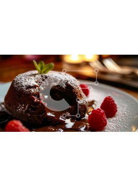 Σετ των 2 Intra Συλλεκτικό Ξύλινο Παζλ Plywood  4mm - Επιδόρπιο σοκολάτας με σμέουρα σε κομψά διακοσμημένο πιάτο Σε Ξύλινο Κουτί - Διαστάσεις: 10x10 cm – 25 κομμάτια