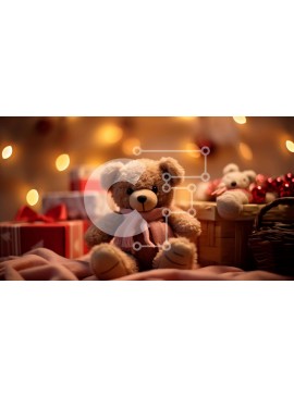 Intra Συλλεκτικό Ξύλινο Παζλ Plywood  4mm - Καφέ αρκουδάκι με δώρα και διακοσμητικά Σε Ξύλινο Κουτί - Διαστάσεις Puzzle: 10x10 cm – 25 κομμάτια