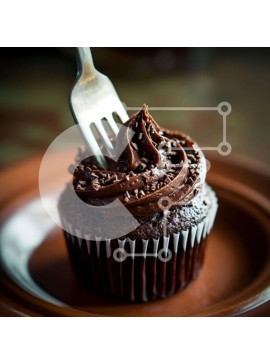 Σετ των 2 Intra Συλλεκτικό Ξύλινο Παζλ Plywood  4mm - Νόστιμο cupcake σοκολάτας με πιρούνι σε πορτοκαλί πιάτο Σε Ξύλινο Κουτί - Διαστάσεις: 10x10 cm – 25 κομμάτια