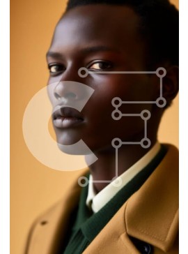 Intra Συλλεκτικό Ξύλινο Παζλ Plywood  4mm - Επικεντρωμένος νεαρός άνδρας με κομψό πορτοκαλί παλτό Σε Ξύλινο Κουτί - Διαστάσεις Puzzle: 10x10 cm – 25 κομμάτια