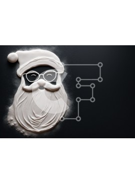 Σετ των 2 Intra Συλλεκτικό Ξύλινο Παζλ Plywood  4mm - Πρόσωπο Άγιου Βασίλη από ζάχαρη άχνη σε μαύρο φόντο Σε Ξύλινο Κουτί - Διαστάσεις: 10x10 cm – 25 κομμάτια