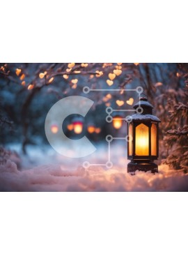 Intra Συλλεκτικό Ξύλινο Παζλ Plywood  4mm - Φανάρι στο χιόνι που φωτίζεται από το φως των κεριών Σε Ξύλινο Κουτί - Διαστάσεις Puzzle: 10x10 cm – 25 κομμάτια