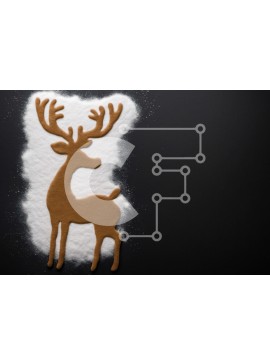 Intra Συλλεκτικό Ξύλινο Παζλ Plywood  4mm - Διακόσμηση ταράνδων με μελόψωμο σε μαύρο φόντο Σε Ξύλινο Κουτί - Διαστάσεις Puzzle: 10x10 cm – 25 κομμάτια