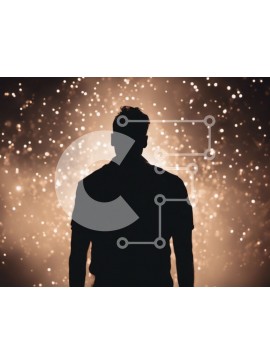 Intra Συλλεκτικό Ξύλινο Παζλ Plywood  4mm - Σιλουέτα ενός άνδρα σε ένα φωτισμένο φόντο Σε Ξύλινο Κουτί - Διαστάσεις Puzzle: 10x10 cm – 25 κομμάτια