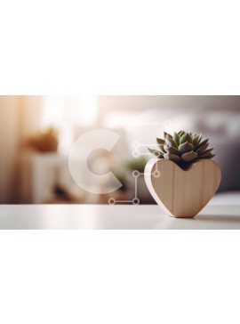 Intra Συλλεκτικό Ξύλινο Παζλ Plywood  4mm - Ξύλινη ζαρντινιέρα σε σχήμα καρδιάς με παχύφυτο Σε Ξύλινο Κουτί - Διαστάσεις Puzzle: 10x10 cm – 25 κομμάτια