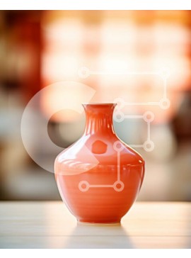 Intra Συλλεκτικό Ξύλινο Παζλ Plywood  4mm - Πορτοκαλί βάζο σε ξύλινο τραπέζι Σε Ξύλινο Κουτί - Διαστάσεις Puzzle: 10x10 cm – 25 κομμάτια