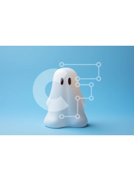 Intra Συλλεκτικό Ξύλινο Παζλ Plywood  4mm - Μικρό φάντασμα σε μπλε φόντο για διακόσμηση αποκριών Σε Ξύλινο Κουτί - Διαστάσεις Puzzle: 10x10 cm – 25 κομμάτια