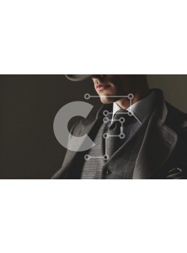 Intra Συλλεκτικό Ξύλινο Παζλ Plywood  4mm - Άνδρας με κοστούμι, γραβάτα και καπέλο που στέκεται με Back to Viewer Σε Ξύλινο Κουτί - Διαστάσεις Puzzle: 10x10 cm – 25 κομμάτια