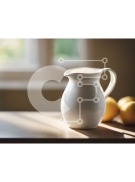 Σετ των 2 Intra Συλλεκτικό Ξύλινο Παζλ Plywood  4mm - Λευκή στάμνα με κίτρινα λεμόνια σε ξύλινο τραπέζι Σε Ξύλινο Κουτί - Διαστάσεις: 10x10 cm – 25 κομμάτια