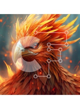 Intra Συλλεκτικό Ξύλινο Παζλ Plywood  4mm - Άγριο φλεγόμενο πουλί με φλογερό φόντο Σε Ξύλινο Κουτί - Διαστάσεις: 10x10 cm – 25 κομμάτια