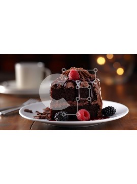 Σετ των 2 Intra Συλλεκτικό Ξύλινο Παζλ Plywood  4mm - Αφεθείτε σε μια φέτα κέικ σοκολάτας με σμέουρα και σάλτσα σοκολάτας Σε Ξύλινο Κουτί - Διαστάσεις: 10x10 cm – 25 κομμάτια