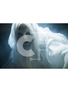 Intra Συλλεκτικό Ξύλινο Παζλ Plywood  4mm - Ανατριχιαστική φιγούρα σαν φάντασμα με λευκές ρόμπες Σε Ξύλινο Κουτί - Διαστάσεις Puzzle: 10x10 cm – 25 κομμάτια