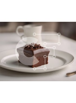 Σετ των 2 Intra Συλλεκτικό Ξύλινο Παζλ Plywood  4mm - Νόστιμο κέικ σοκολάτας σε λευκό πιάτο Σε Ξύλινο Κουτί - Διαστάσεις: 10x10 cm – 25 κομμάτια