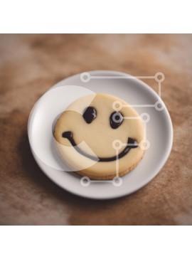 Σετ των 2 Intra Συλλεκτικό Ξύλινο Παζλ Plywood  4mm - Μπισκότο Smiley Face με παγωμένο σοκολάτα σε λευκό πιάτο Σε Ξύλινο Κουτί - Διαστάσεις: 10x10 cm – 25 κομμάτια
