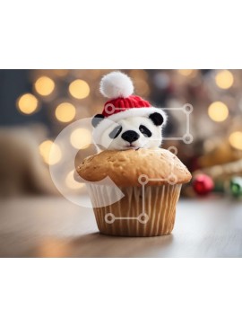 Intra Συλλεκτικό Ξύλινο Παζλ Plywood  4mm - Γιορτινό Cupcake με Γεμιστό Πάντα και Λαγουδάκι Σε Ξύλινο Κουτί - Διαστάσεις: 10x10 cm – 25 κομμάτια