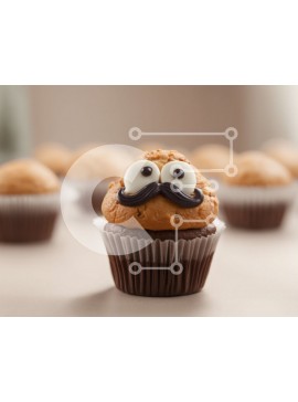 Σετ των 2 Intra Συλλεκτικό Ξύλινο Παζλ Plywood  4mm - Cupcake με διακόσμηση με μάτια, στόμα και μουστάκι Σε Ξύλινο Κουτί - Διαστάσεις: 10x10 cm – 25 κομμάτια