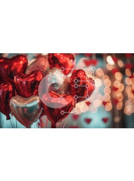 Intra Συλλεκτικό Ξύλινο Παζλ Plywood  4mm - Μπαλόνια σε σχήμα καρδιάς σε έναν γιορτινά διακοσμημένο χώρο Σε Ξύλινο Κουτί - Διαστάσεις Puzzle: 10x10 cm – 25 κομμάτια