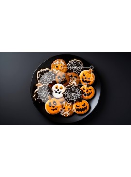 Σετ των 2 Intra Συλλεκτικό Ξύλινο Παζλ Plywood  4mm - Μαύρο πιάτο με στολισμένα μπισκότα Σε Ξύλινο Κουτί - Διαστάσεις: 10x10 cm – 25 κομμάτια