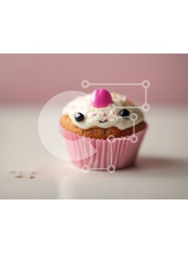 Σετ των 2 Intra Συλλεκτικό Ξύλινο Παζλ Plywood  4mm - Χαριτωμένο Cupcake με Λευκό Πάγωμα και Ροζ Πασπαλίσματα σε Ροζ Φόντο Σε Ξύλινο Κουτί - Διαστάσεις: 10x10 cm – 25 κομμάτια