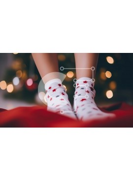 Intra Συλλεκτικό Ξύλινο Παζλ Plywood  4mm - Γυναικεία πόδια με λευκές κάλτσες και αστέρια Σε Ξύλινο Κουτί - Διαστάσεις Puzzle: 10x10 cm – 25 κομμάτια