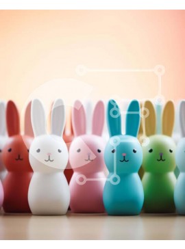 Intra Συλλεκτικό Ξύλινο Παζλ Plywood  4mm - Πολύχρωμα ειδώλια λαγουδάκι στο τραπέζι Σε Ξύλινο Κουτί - Διαστάσεις Puzzle: 10x10 cm – 25 κομμάτια