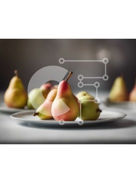 Σετ των 2 Intra Συλλεκτικό Ξύλινο Παζλ Plywood  4mm - Τέσσερα φρέσκα αχλάδια σε ένα άσπρο πιάτο Σε Ξύλινο Κουτί - Διαστάσεις: 10x10 cm – 25 κομμάτια