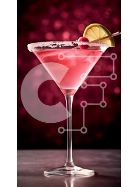 Intra Συλλεκτικό Ξύλινο Παζλ Plywood  4mm - Νόστιμο ροζ κοκτέιλ με γαρνιτούρα κερασιού σε ποτήρι Martini Σε Ξύλινο Κουτί - Διαστάσεις: 10x10 cm – 25 κομμάτια