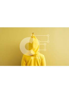 Intra Συλλεκτικό Ξύλινο Παζλ Plywood  4mm - Πρόσωπο με πορτοκαλί μπανάνα κοστούμι με κουκούλα Σε Ξύλινο Κουτί - Διαστάσεις Puzzle: 10x10 cm – 25 κομμάτια