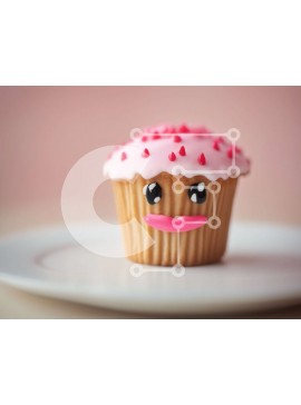 Σετ των 2 Intra Συλλεκτικό Ξύλινο Παζλ Plywood  4mm - Νόστιμο cupcake με ροζ πάγωμα σε λευκό πιάτο Σε Ξύλινο Κουτί - Διαστάσεις: 10x10 cm – 25 κομμάτια