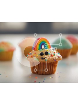 Σετ των 2 Intra Συλλεκτικό Ξύλινο Παζλ Plywood  4mm - Πολύχρωμο Sprinkle Cupcake με χαμογελαστά πρόσωπα Σε Ξύλινο Κουτί - Διαστάσεις: 10x10 cm – 25 κομμάτια