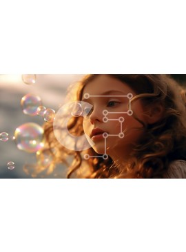 Intra Συλλεκτικό Ξύλινο Παζλ Plywood  4mm - Αξιολάτρευτη εικόνα ενός νεαρού κοριτσιού που παίζει με σαπουνόφουσκες Σε Ξύλινο Κουτί - Διαστάσεις Puzzle: 10x10 cm – 25 κομμάτια