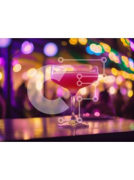 Σετ των 2 Intra Συλλεκτικό Ξύλινο Παζλ Plywood  4mm - Ποτήρι κοκτέιλ με ροζ υγρό στο τραπέζι Σε Ξύλινο Κουτί - Διαστάσεις: 10x10 cm – 25 κομμάτια