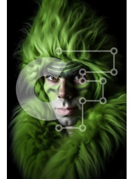 Intra Συλλεκτικό Ξύλινο Παζλ Plywood  4mm - Σοβαρός άνδρας με πράσινο γούνινο κοστούμι με μακιγιάζ και καπέλο Σε Ξύλινο Κουτί - Διαστάσεις Puzzle: 10x10 cm – 25 κομμάτια