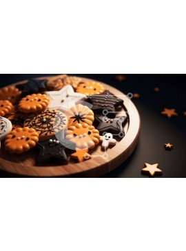 Σετ των 2 Intra Συλλεκτικό Ξύλινο Παζλ Plywood  4mm - Μπισκότα με θέμα το Halloween με διάφορα σχήματα και χρώματα Σε Ξύλινο Κουτί - Διαστάσεις: 10x10 cm – 25 κομμάτια