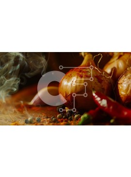 Σετ των 2 Intra Συλλεκτικό Ξύλινο Παζλ Plywood  4mm - Υλικά μαγειρικής σε ξύλινο τραπέζι με καπνό Σε Ξύλινο Κουτί - Διαστάσεις: 10x10 cm – 25 κομμάτια
