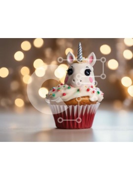 Σετ των 2 Intra Συλλεκτικό Ξύλινο Παζλ Plywood  4mm - Cupcake Unicorn με White Frosting και Sprinkles Σε Ξύλινο Κουτί - Διαστάσεις: 10x10 cm – 25 κομμάτια