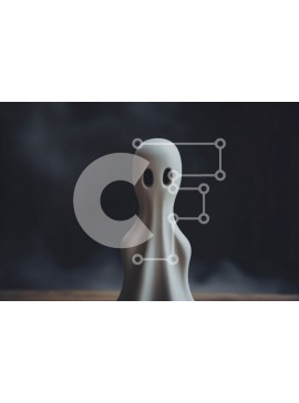 Intra Συλλεκτικό Ξύλινο Παζλ Plywood  4mm - Λευκό ειδώλιο φάντασμα σε ξύλινο τραπέζι Σε Ξύλινο Κουτί - Διαστάσεις Puzzle: 10x10 cm – 25 κομμάτια