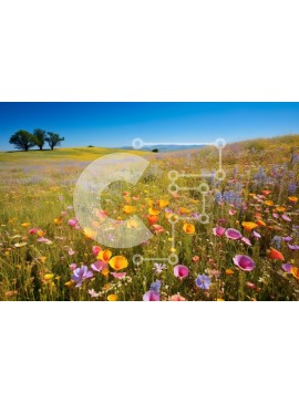 Intra Συλλεκτικό Ξύλινο Παζλ Plywood  4mm - Όμορφη εικόνα ενός χωραφιού με αγριολούλουδα με καθαρό μπλε ουρανό Σε Ξύλινο Κουτί - Διαστάσεις: 10x10 cm – 25 κομμάτια