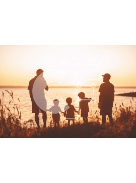 Intra Συλλεκτικό Ξύλινο Παζλ Plywood  4mm - Οικογένεια που παρακολουθεί το ηλιοβασίλεμα μαζί Σε Ξύλινο Κουτί - Διαστάσεις Puzzle: 10x10 cm – 25 κομμάτια