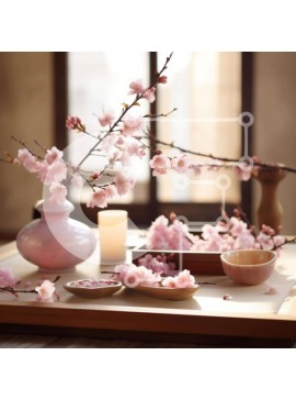 Intra Συλλεκτικό Ξύλινο Παζλ Plywood  4mm - Επιτραπέζιο με ροζ λουλούδια βάζα και κεριά Σε Ξύλινο Κουτί - Διαστάσεις Puzzle: 10x10 cm – 25 κομμάτια