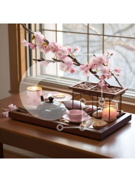 Intra Συλλεκτικό Ξύλινο Παζλ Plywood  4mm - Ξύλινος δίσκος με κεριά, φλιτζάνια τσαγιού και μπολ Σε Ξύλινο Κουτί - Διαστάσεις Puzzle: 10x10 cm – 25 κομμάτια