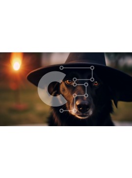 Intra Συλλεκτικό Ξύλινο Παζλ Plywood  4mm - Μαύρος σκύλος με καπέλο μάγισσας Σε Ξύλινο Κουτί - Διαστάσεις: 10x10 cm – 25 κομμάτια