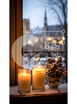 Intra Συλλεκτικό Ξύλινο Παζλ Plywood  4mm - Χειμερινή διακόσμηση κεριών στο Windowsill Σε Ξύλινο Κουτί - Διαστάσεις Puzzle: 10x10 cm – 25 κομμάτια