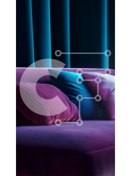 Intra Συλλεκτικό Ξύλινο Παζλ Plywood  4mm - Άνετος μωβ καναπές σε ένα σκοτεινό δωμάτιο με κουρτίνες και μαξιλάρια Σε Ξύλινο Κουτί - Διαστάσεις Puzzle: 10x10 cm – 25 κομμάτια