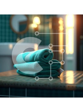 Intra Συλλεκτικό Ξύλινο Παζλ Plywood  4mm - Πράσινη πετσέτα σε πάγκο μπάνιου δίπλα στο νεροχύτη Σε Ξύλινο Κουτί - Διαστάσεις Puzzle: 10x10 cm – 25 κομμάτια