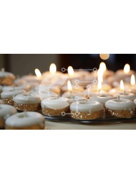 Σετ των 2 Intra Συλλεκτικό Ξύλινο Παζλ Plywood  4mm - Δίσκος με μικρά λευκά cupcakes με αναμμένα κεριά Σε Ξύλινο Κουτί - Διαστάσεις: 10x10 cm – 25 κομμάτια