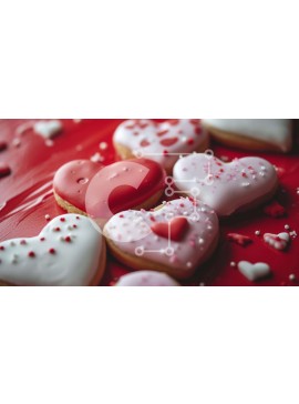 Σετ των 2 Intra Συλλεκτικό Ξύλινο Παζλ Plywood  4mm - Μπισκότα σε σχήμα καρδιάς σε ένα κόκκινο τραπέζι Σε Ξύλινο Κουτί - Διαστάσεις: 10x10 cm – 25 κομμάτια