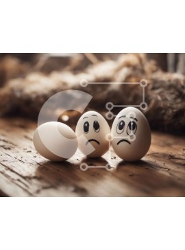 Intra Συλλεκτικό Ξύλινο Παζλ Plywood  4mm - Τρία λυπημένα αυγά σε ξύλινη επιφάνεια Σε Ξύλινο Κουτί - Διαστάσεις Puzzle: 10x10 cm – 25 κομμάτια