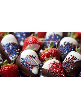 Σετ των 2 Intra Συλλεκτικό Ξύλινο Παζλ Plywood  4mm - Πατριωτικές φράουλες καλυμμένες με σοκολάτα Σε Ξύλινο Κουτί - Διαστάσεις: 10x10 cm – 25 κομμάτια